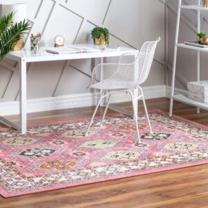 Unique Loom Aarhus Collection Area Rug - Southwestern (5' 1" x 7' 10" Rectangle, Rose/ Green)