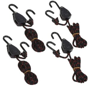 ucsaji 4pcs 1/8in 8ft adjustable heavy duty rope hanger ratchet kayak and canoe bow and stern tie downs straps