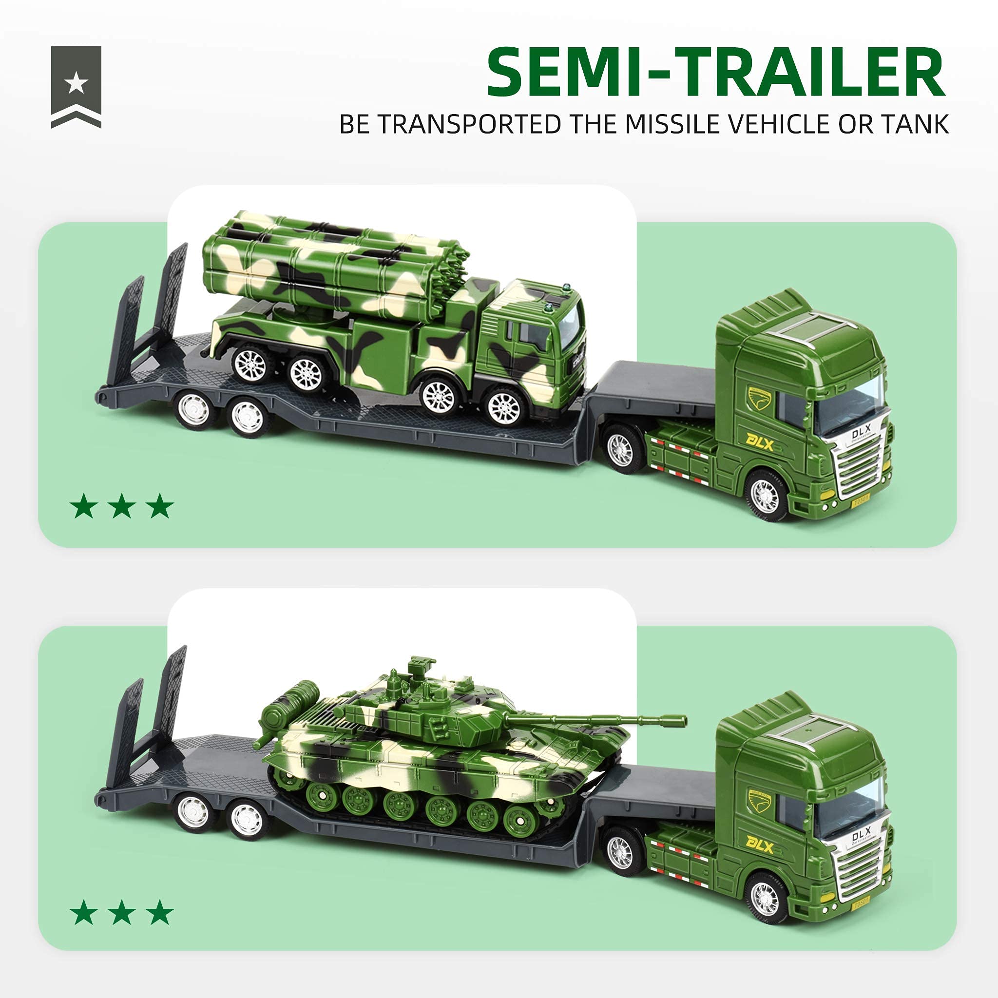 Army Toy Trucks for Boy Ages 3-5, Military Playset Includes Tank, Flatbed Trailer Transport Vehicle, Watch Tower, Missile Launcher Truck & Accessories(40PCS), Ideal Gift for 3 Year Old and Up Children