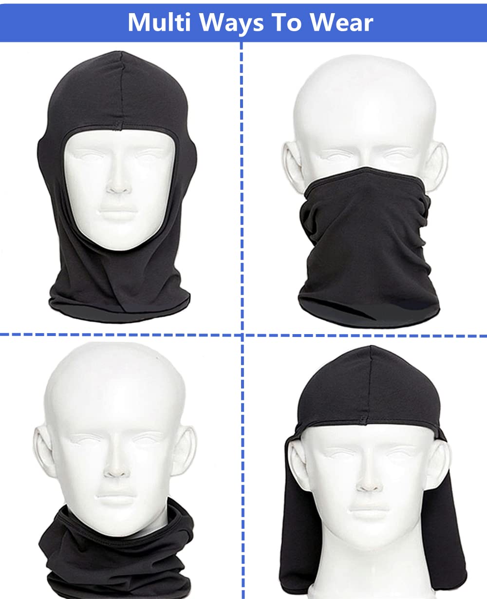 Balaclava Ski Mask Face Cover Full Head Mask Windproof Sun UV Protection Outdoor Sport Ski Scarf Cycle Cap Men Women, 2 PCS (Black + Green)