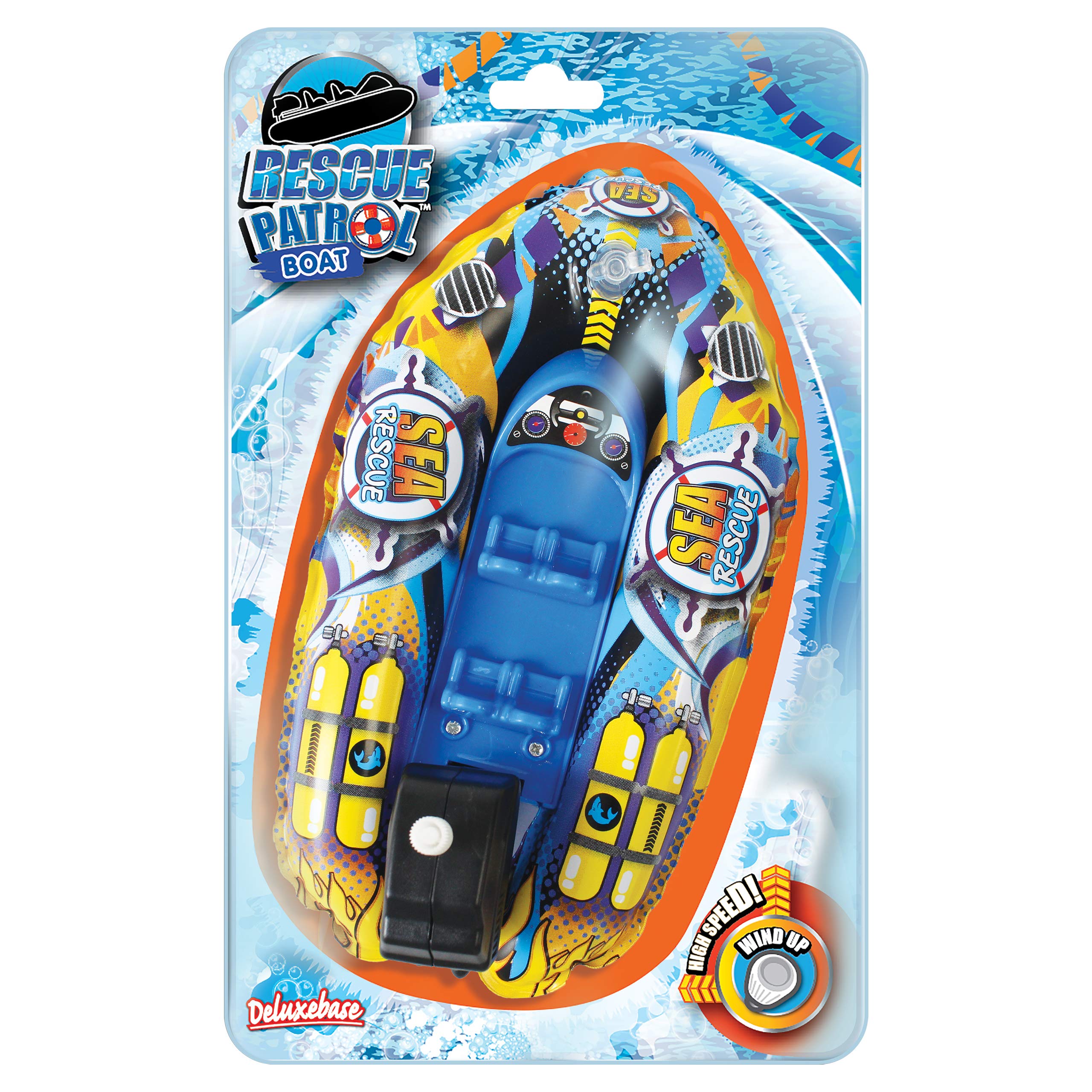 Rescue Patrol Boat - Ocean from Deluxebase. Wind Up Bath Toy Boats for Kids. Ocean-Themed Floating Boat Toy with Wind-Up Motor for Bathtub and Pool. Great Gifts for Kids and Kids Bath Toys.