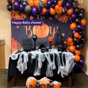 Bonropin Halloween Balloon Arch Garland kit with Agate Grey Black Orange Purple Balloons Spider Balloons, long balloon, 3D Bat Sticker for Halloween Theme Party Background Classroom Decorations