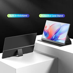 UPERFECT Portable Monitor 15.6 inch QLED Q1 1080P USB C Second Monitor Mini HDMI Travel Monitor 100% DCI-P3 10 Bit 500 Nits w/Smart Cover & Speakers, External Monitor for Laptop PC Phone PS4