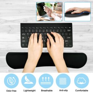 Keyboard Wrist Rest Mouse Pad Wrist Support Pads for Keyboard and Mouse, Ergonomic Memory Foam Wrist Pad for Pain Relief and Easy Typing, Arm Rest for Home & Office Laptop Computer, Black