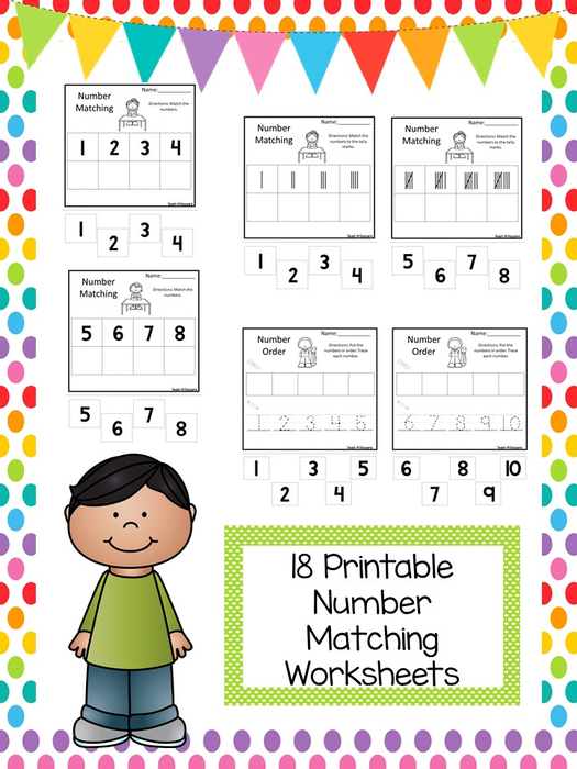 18 Printable Number Matching Worksheets