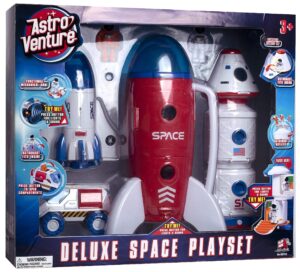 astro venture deluxe space playset toy - space shuttle, space station & capsule, space rover & rocket w/lights and sound - space toys for boys and girls