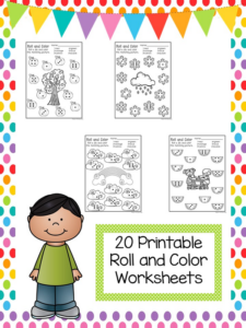 20 printable roll and color worksheets