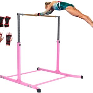 ProGymnastics, 5Ft, Athletic, Horizontal Bar, Adjustable, Kip Bars, Pink, Gymnastics, with Free Gloves, Gymnastics Bar, for Kids, Home, girls, gymnastics, monkey beam, balance set Adjustable