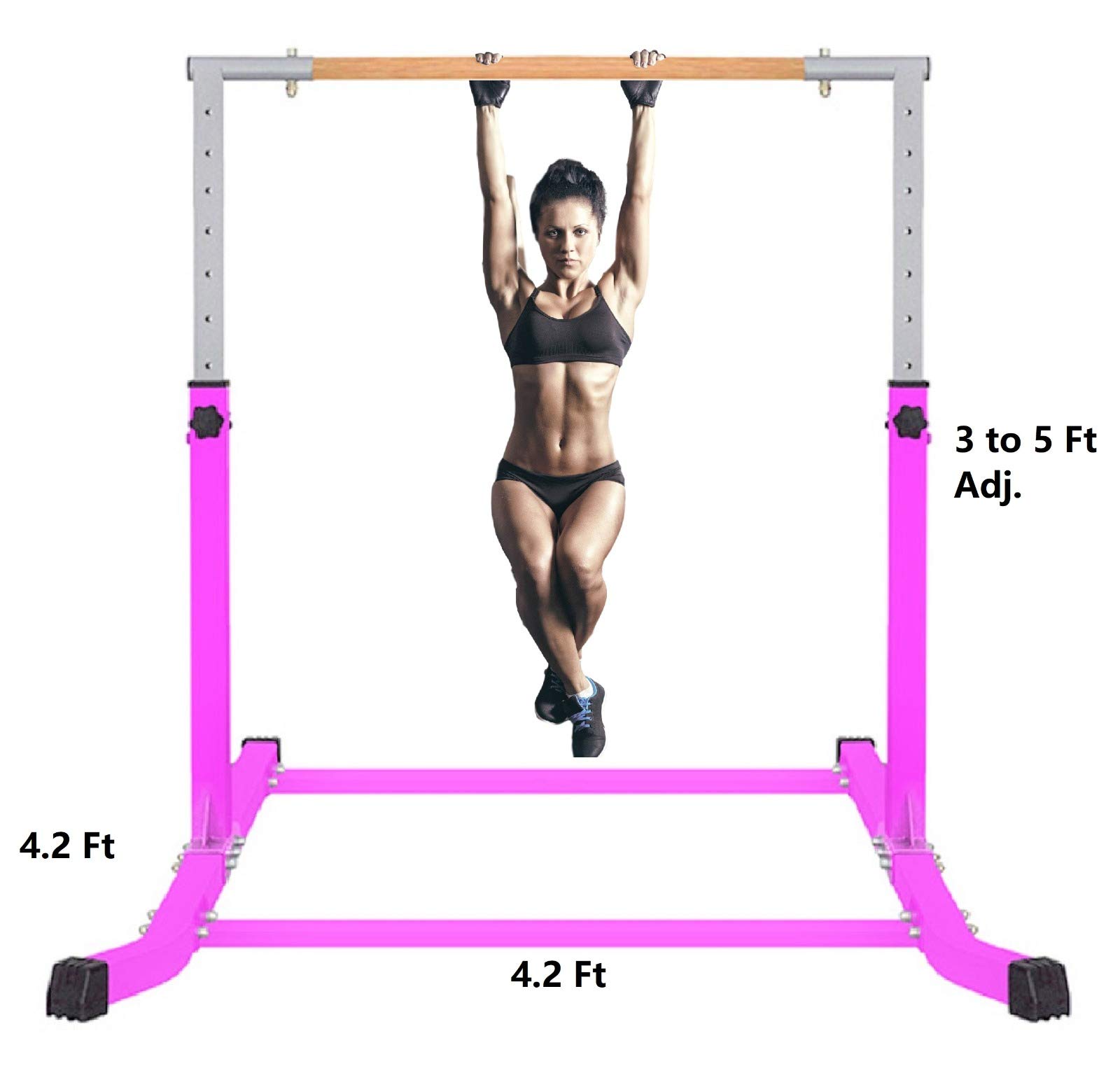 ProGymnastics, 5Ft, Athletic, Horizontal Bar, Adjustable, Kip Bars, Pink, Gymnastics, with Free Gloves, Gymnastics Bar, for Kids, Home, girls, gymnastics, monkey beam, balance set Adjustable