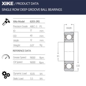 XiKe 6 Pack Lawn Mower Spindle High Precision Bearings, Compatible 532110485, 11048X, 110485, Toro 100-1048, 112-0423, 109966, 38-7820 and More.