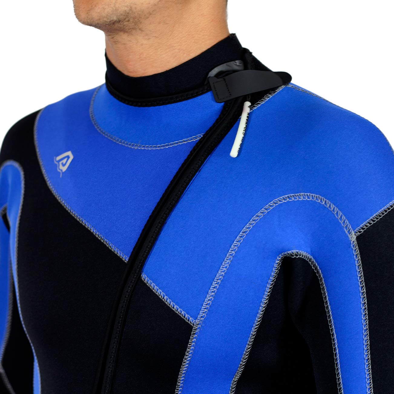 Aqua Polo Manta Ray Wetsuit for Men | Scuba Diving | 3 mm SC Neoprene | 4-Way Super Stretch | Neck Cuff Ankle Gaskets (Black/Blue, XL)