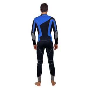 Aqua Polo Manta Ray Wetsuit for Men | Scuba Diving | 3 mm SC Neoprene | 4-Way Super Stretch | Neck Cuff Ankle Gaskets (Black/Blue, XL)