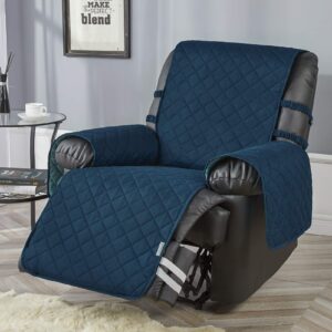 stonecrest recliner chair cover, reversible recliner cover with straps to stay in place (indigo/teal-single diamond, 25" regular recliner)