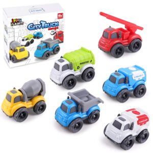 iplay, ilearn toddler car toys 1-3 year old, kids friction construction truck set, mini push go rescue vehicle, small dump garbage fire trucks, birthday gifts for 18 24 month 2 3 4 5 boy girl