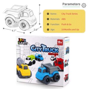 iPlay, iLearn Toddler Car Toys 1-3 Year Old, Kids Friction Construction Truck Set, Mini Push Go Rescue Vehicle, Small Dump Garbage Fire Trucks, Birthday Gifts for 18 24 Month 2 3 4 5 Boy Girl