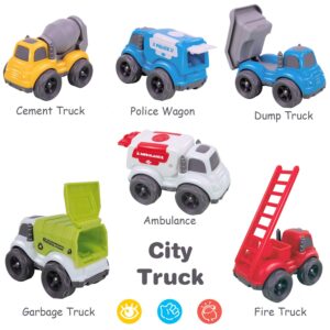 iPlay, iLearn Toddler Car Toys 1-3 Year Old, Kids Friction Construction Truck Set, Mini Push Go Rescue Vehicle, Small Dump Garbage Fire Trucks, Birthday Gifts for 18 24 Month 2 3 4 5 Boy Girl