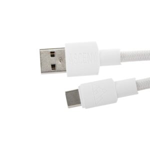 ASCENY Coiled & Double-Sleeved Mechanical Keyboard Cable, for Type-C Mechanical Keyboards (White)