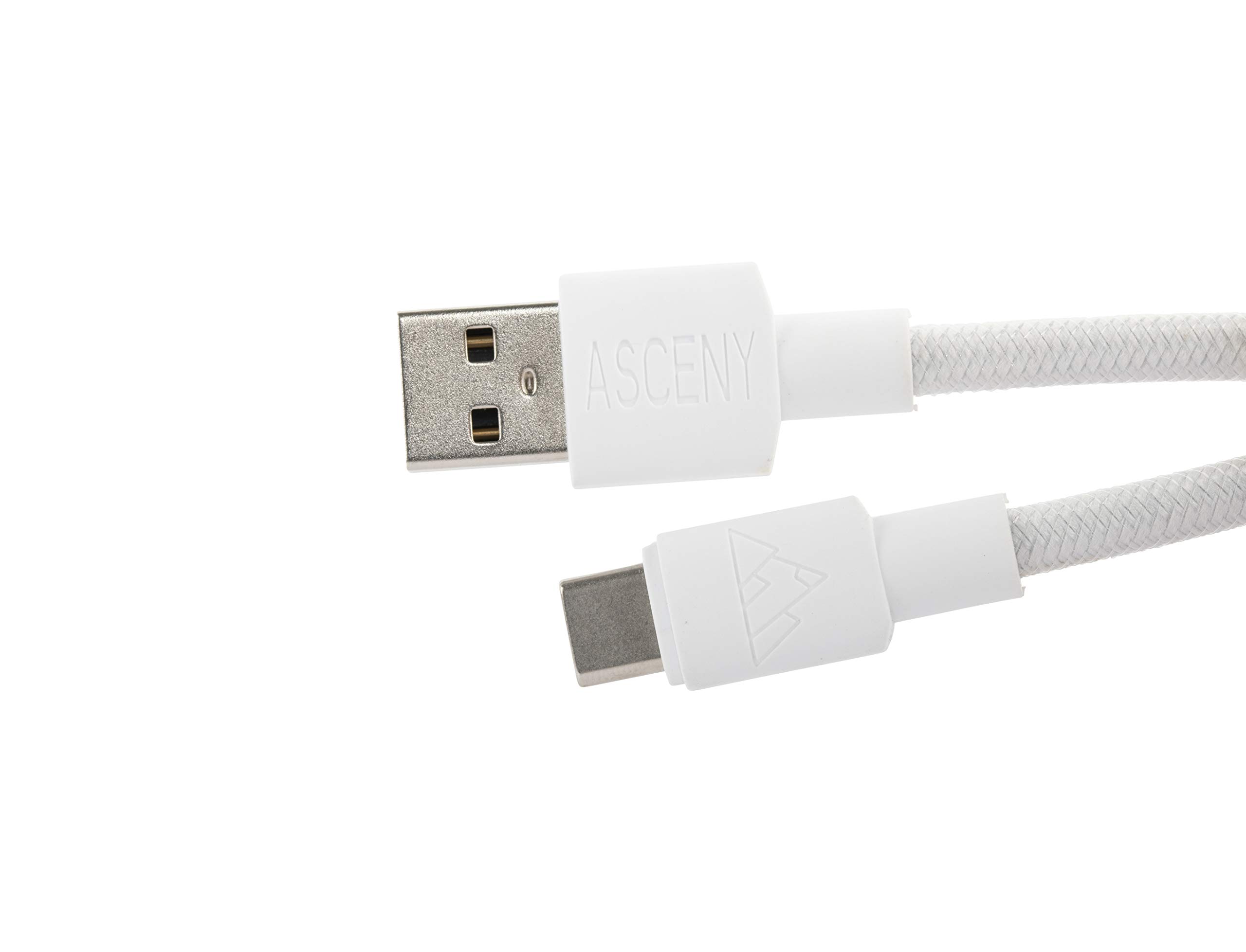 ASCENY Coiled & Double-Sleeved Mechanical Keyboard Cable, for Type-C Mechanical Keyboards (White)