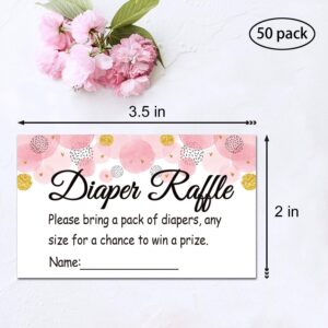 50 Pink Wave Point Diaper Raffle Tickets for Baby Shower Invitation Inserts, Baby Shower Game Cards.