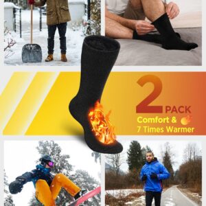 Bymore 2Pairs Thermal Socks for Men,Heated Thick Crew Socks,Warm Winter Socks Insulated Cold Weather