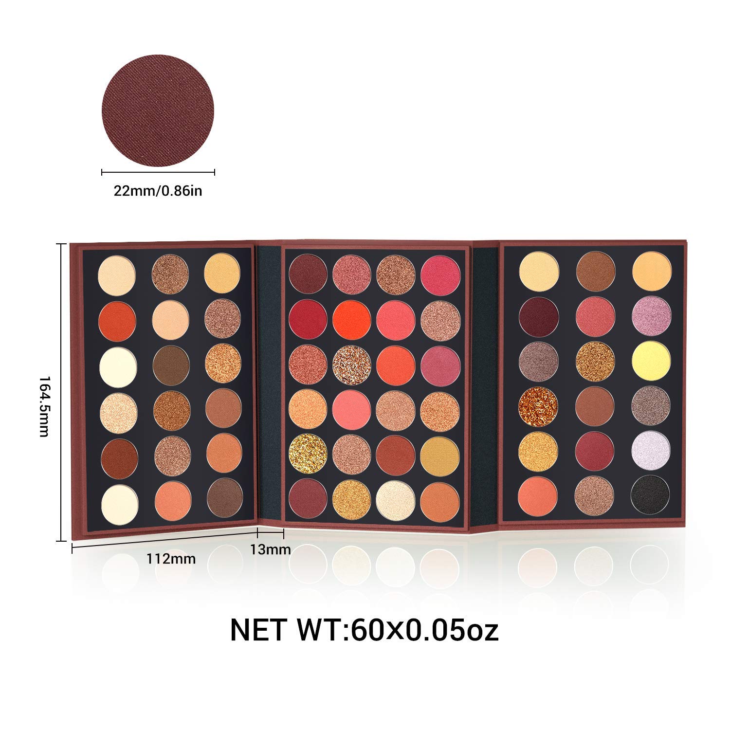 Eyeshadow Palette Glitter Pro 60 Colours Matte Shimmer Eye Shadow All In One Makeup Palette High Pigmented Metallic Colour Eye Shadow Powder Easy To Blend Sparkle Glitter Eyeshadow Pallet Brown