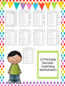 21 printable number subitizing worksheets