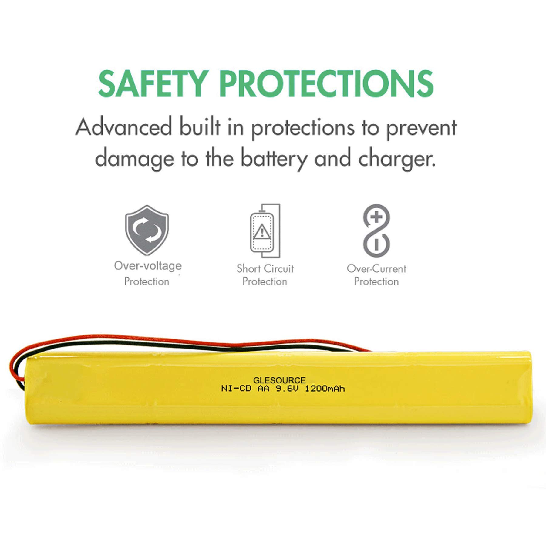 GLESOURCE 9.6V 1200mAh Battery Compatible for ELBB003 Lithonia ELB-B003 ELB-B004 ELBB004 OSI OSA228 DANTONA CUSTOM-306-U BBAT0044A BAA-96 BBAT0043A Emergency Light(2 Pack)