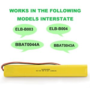GLESOURCE 9.6V 1200mAh Battery Compatible for ELBB003 Lithonia ELB-B003 ELB-B004 ELBB004 OSI OSA228 DANTONA CUSTOM-306-U BBAT0044A BAA-96 BBAT0043A Emergency Light(2 Pack)