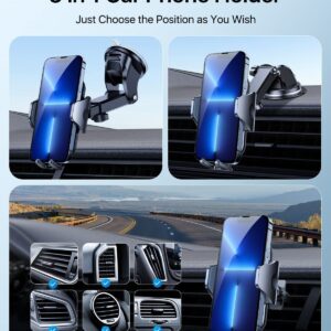 andobil Cell Phone Holder for Car [Powerful Suction][Bumps Friendly] Universal 3in1 Phone Mount for Car Dashboard Windshield Air Vent Compatible with iPhone 14/13/12, Samsung S22 All Phones