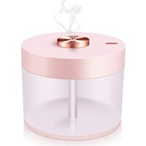 mini humidifier, 780ml cool mist humidifier wireless with night light for baby, bedroom and office, 2 mist modes, 25db whisper quiet, auto power off - rose gold