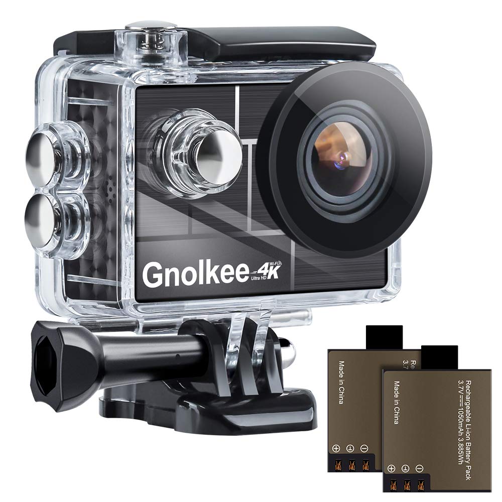 GNOLKEE 4K WiFi Action Camera, 100 Feet Waterproof Camera with 170 Ultra Wide Angle Lens, 2" IPS Screen Underwater Camera with Accessories Kit for Go pro PC Webcam YouTube/Vlogging Video