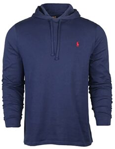 polo rl men's long sleeve jersey knit pullover hoodie (navy, medium)