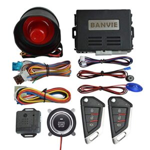 banvie car alarm system with remote engine start and push to start stop iginition button kit