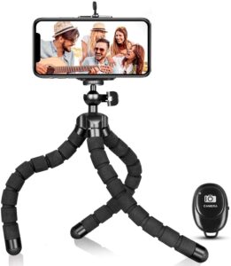 phone tripod, flexible tripod and portable adjustable tripod with wireless remote, compatible with iphone/android phones, mini camera tripod stand for cell phone dslr gopro