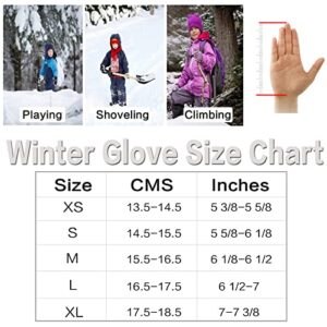 FINGER TEN Kids Winter Gloves Waterproof with Neck Warmer Boys Girls Touchscreen for Cold Weather Outdoor Sports (Black, Small)