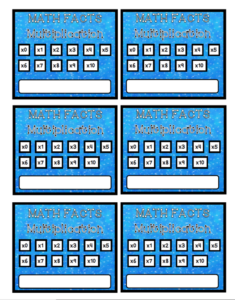 math punch cards - multiplication facts