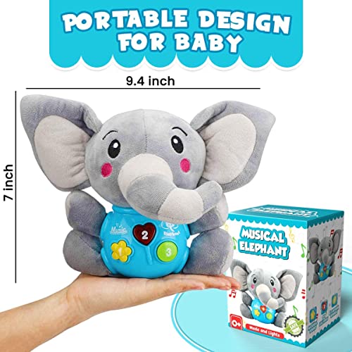 Insnug Plush Elephant Baby Toys - Baby Musical Animal Toys Kids Toys Baby Teething Toys Little Baby Bum Anime Plush STEM Toys Montessori Toys for Baby Boy Girl Toddlers Infants 0 3 6 9 12 Months