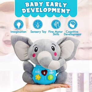 Insnug Plush Elephant Baby Toys - Baby Musical Animal Toys Kids Toys Baby Teething Toys Little Baby Bum Anime Plush STEM Toys Montessori Toys for Baby Boy Girl Toddlers Infants 0 3 6 9 12 Months