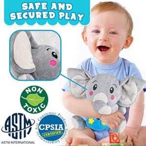 Insnug Plush Elephant Baby Toys - Baby Musical Animal Toys Kids Toys Baby Teething Toys Little Baby Bum Anime Plush STEM Toys Montessori Toys for Baby Boy Girl Toddlers Infants 0 3 6 9 12 Months