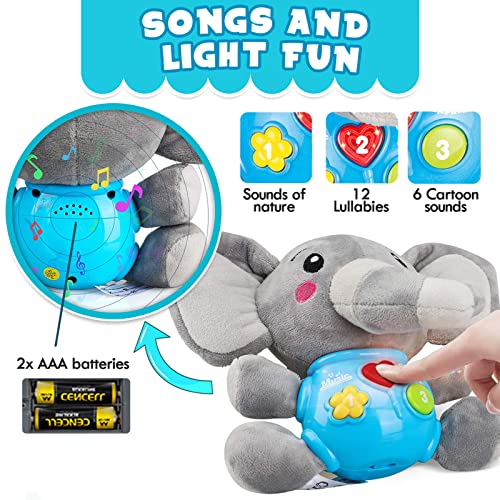 Insnug Plush Elephant Baby Toys - Baby Musical Animal Toys Kids Toys Baby Teething Toys Little Baby Bum Anime Plush STEM Toys Montessori Toys for Baby Boy Girl Toddlers Infants 0 3 6 9 12 Months