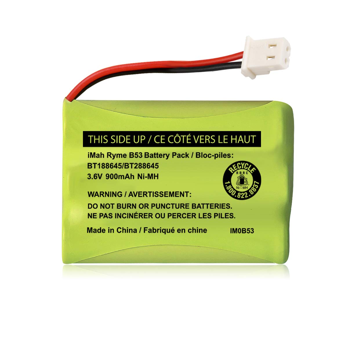 iMah BT188645/BT288645 3.6V 900mAh Ni-MH Battery Pack, Also Compatible with VTech BT207695 VM312 VM3251 VM3252 VM3261 Digital Video Baby Monitor