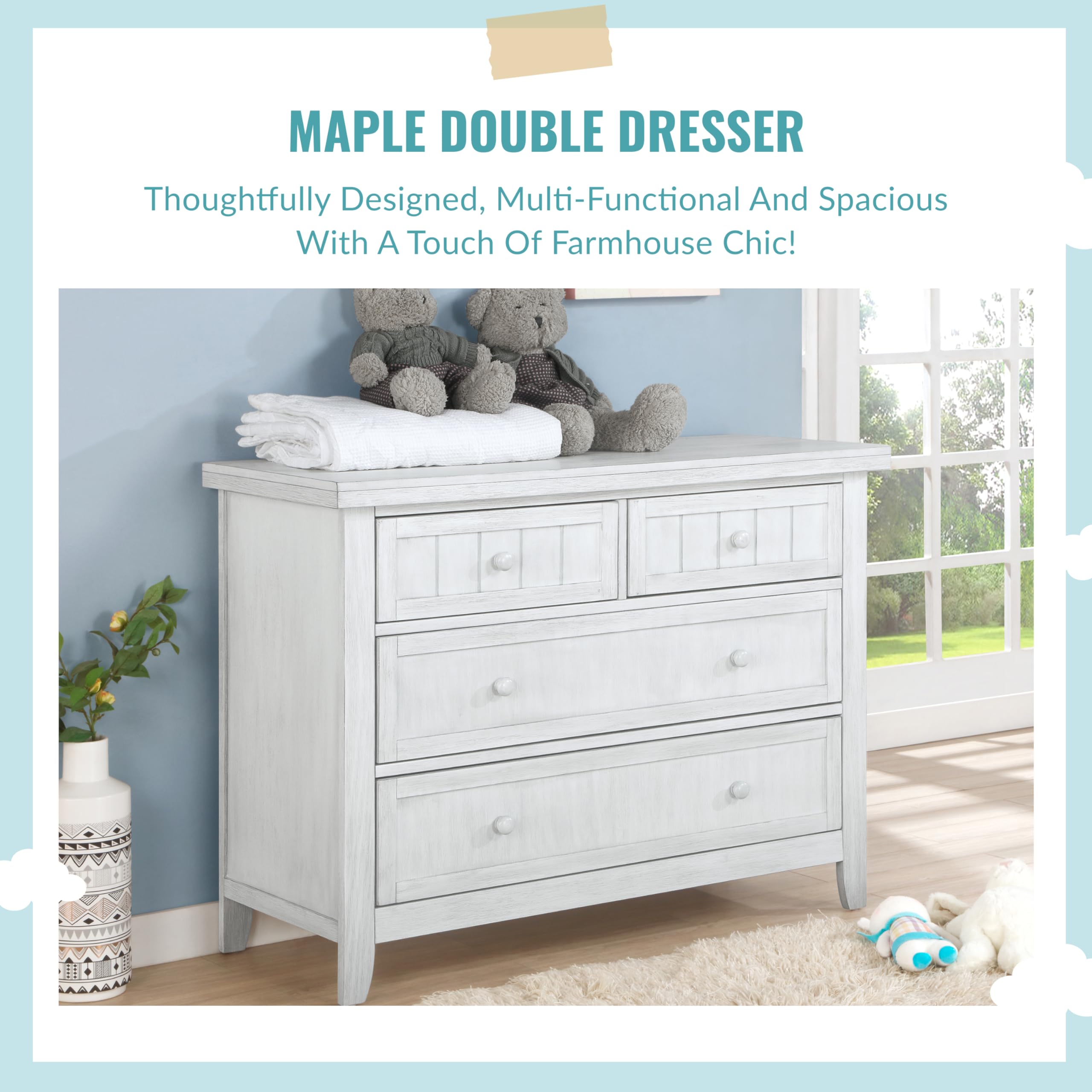 Dream On Me Maple Double Dresser