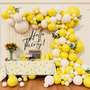 beaumode diy yellow and white balloon garland arch kit for 1st birthday sunshine lemon honeybee popcorn baby shower bridal shower party backdrop decoration (yellow white)