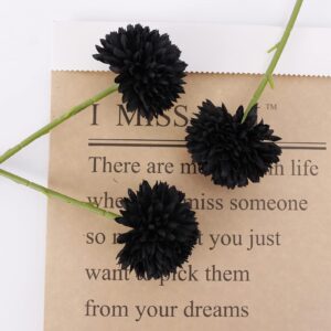 Serra Flora Artificial Flowers Fake 7cm Chrysanthemum Ball Bouquet Flowers Silk Plastic Artificial Hydrangea 6 Heads Bridal Wedding Bouquet for Home Garden Party Wedding Decoration (Black)¡­