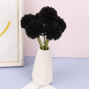 Serra Flora Artificial Flowers Fake 7cm Chrysanthemum Ball Bouquet Flowers Silk Plastic Artificial Hydrangea 6 Heads Bridal Wedding Bouquet for Home Garden Party Wedding Decoration (Black)¡­