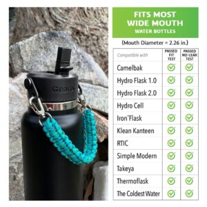 Gearproz Handle Compatible with Hydro Flask, Takeya, Thermoflask Bottle, Wide Mouth Straw Lid, Paracord Strap (Black)