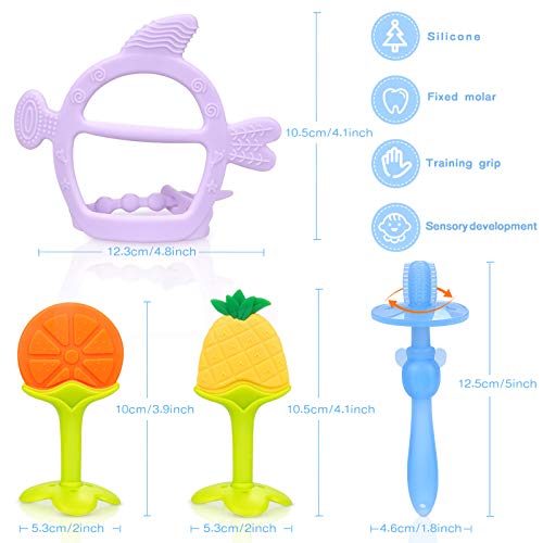 Odlila Baby Teething Toys Set Baby Teether Chew Toys Natural Organic Freezer Safe for Infants and Toddlers BPA-Free Teether Set for Boys & Girls