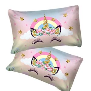 SEISYUKU Twin Duvet Cover Sets for Girls - Cute Bedding Set Twin Size 3 Pieces - Unicorn Duvet Cover and Pillowcases for Kids (Baby Pink, Not Duvet Inside)