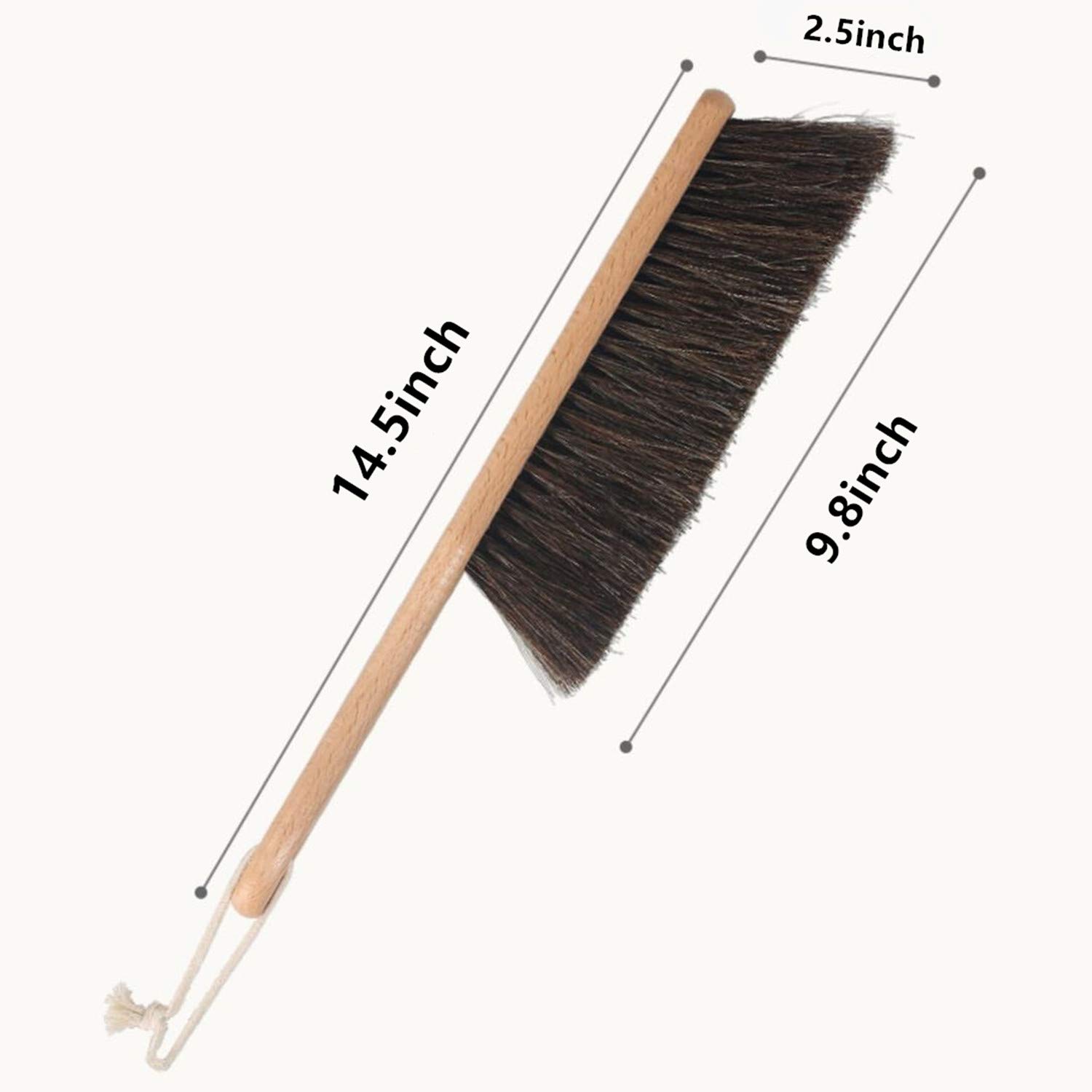 Kingten Horsehair Counter Duster with Wood Handle, Wood Block，Dustpan,Bench Woodworking Brush-Brushes are Used for Counter, Gardening, Furniture, Drafting, Patio, Fireplace Cleaning