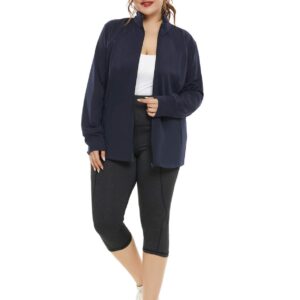 Hanna Nikole Womens Plus Size Active Full Zip Long Sleeve Jacket with Front Pockets Navy 24W
